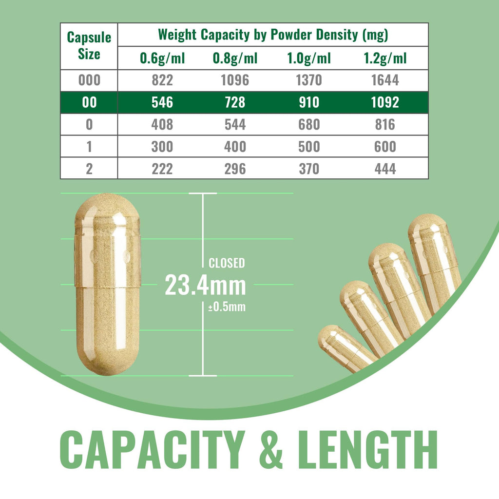 ATNreuro 00 Empty Vegan Capsules with 2 Micro Spoons - 1000 Count Empty Vegetarian Capsule - Empty Pill Capsules for Powders Supplements