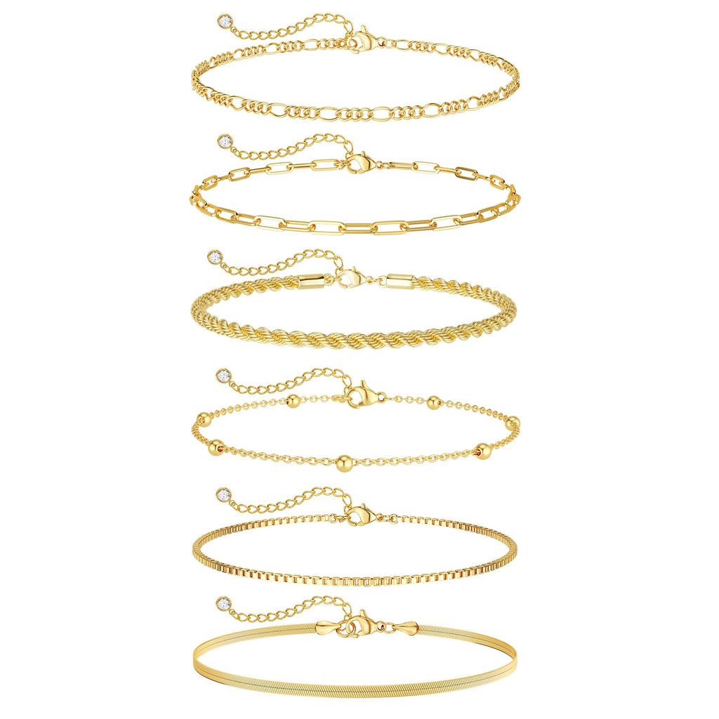 DEARMAY 14K Gold Plated Anklets for Women