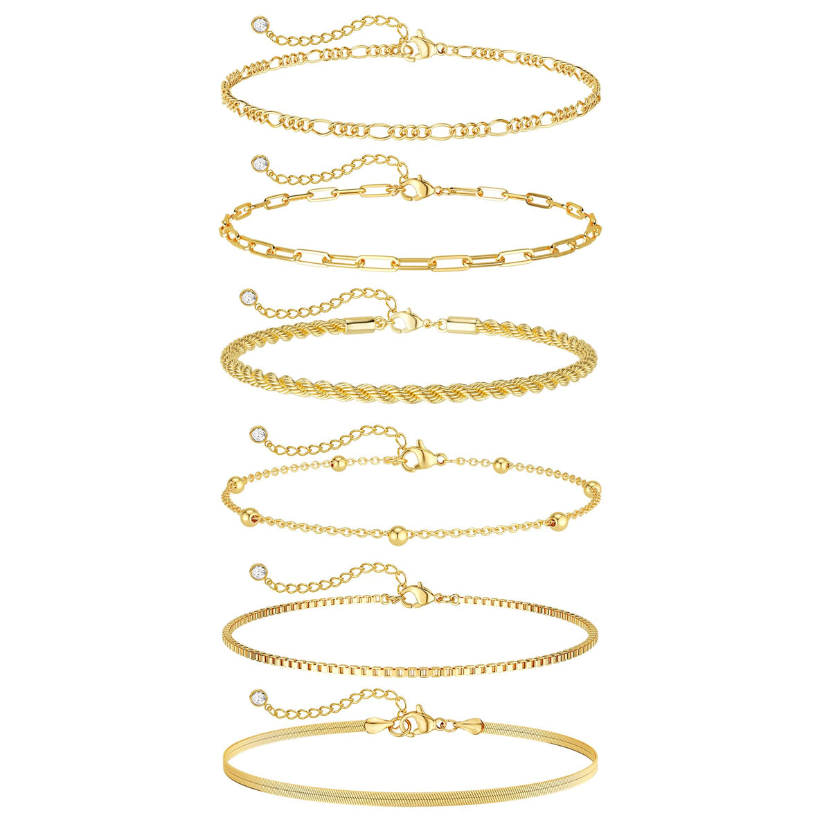 DEARMAY 14K Gold Plated Anklets for Women