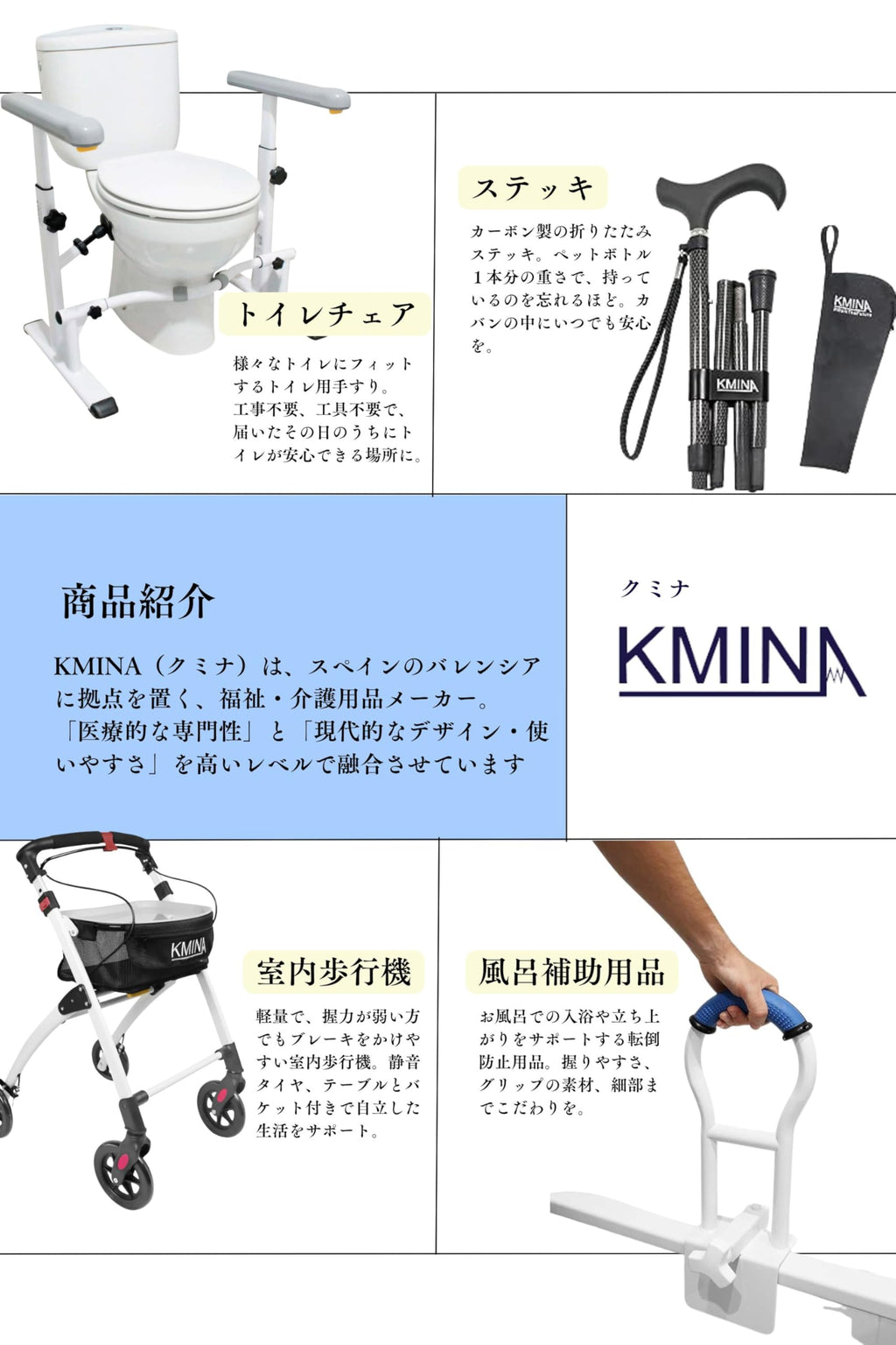 KMINA Folding Crutches of Carbon Fibre (x2 Units), Open Cuff, Lightweight, Forearme Foldable Crutch - Made in Europe - KMINA PRO