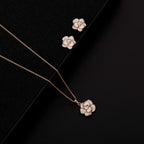 EVEVIC Rose Flower Necklace and Stud Earrings Set for Women,18K Gold Plated