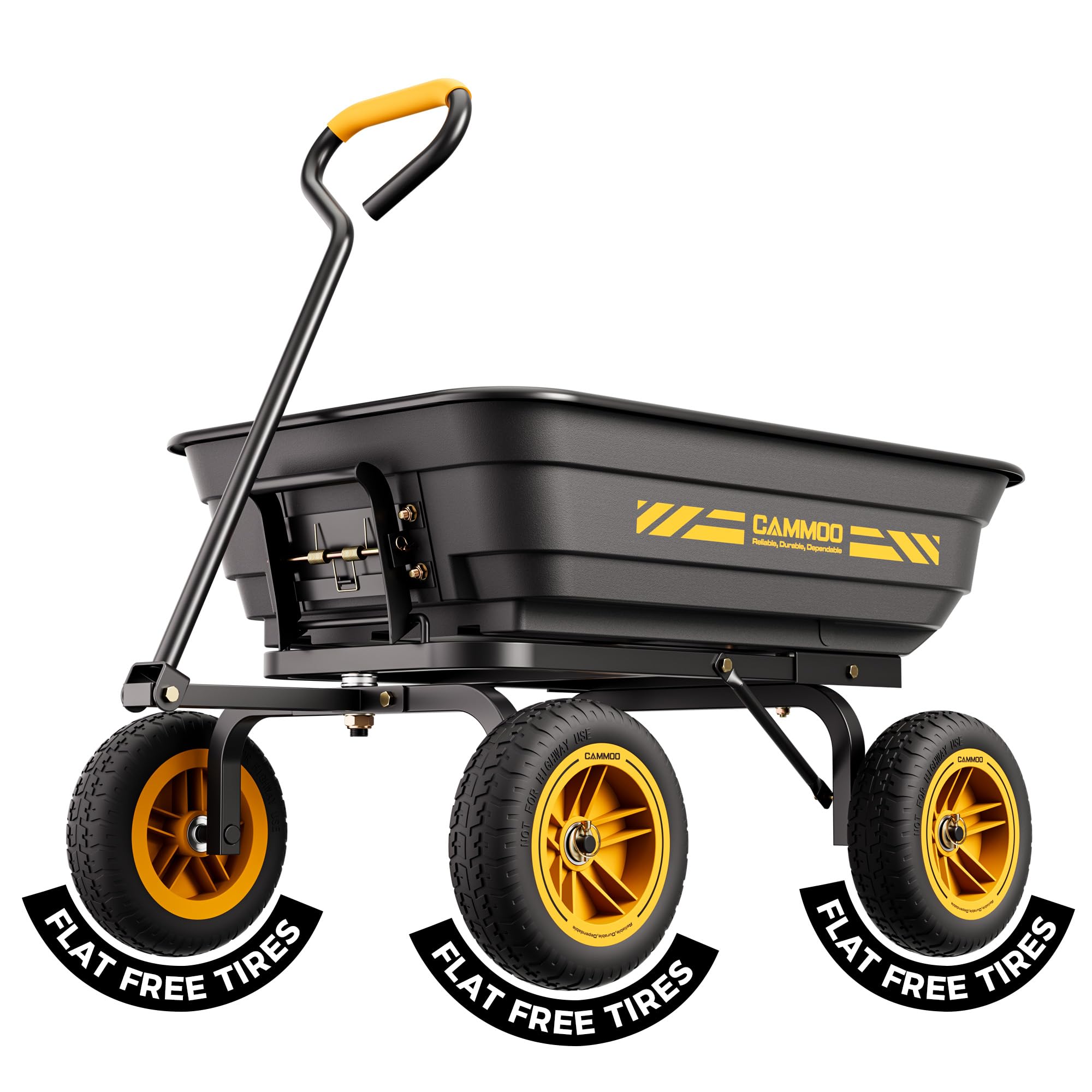 CAMMOO 10 Inch No-Flat Tires 600 lb Garden Dump Cart 4 Cu.Ft.