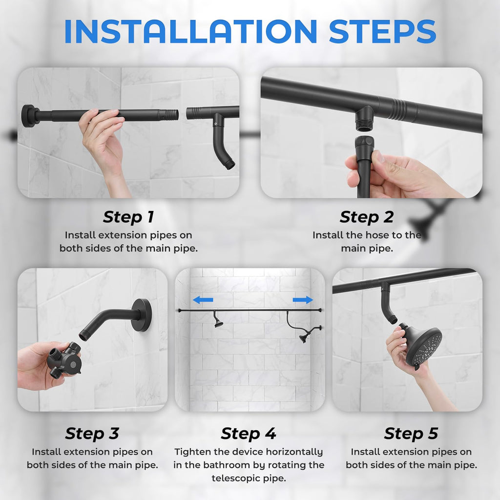 MUTVKA Dual Shower Head for Couples - High Pressure Adjustable Two Showerhead System with 4 Spray Modes, Easy Installation & Anti-Leak Design, Perfect for Two-Person Bathrooms (Black)