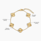 Electric Picks Icon Bracelet for Women, 14k Gold Plated Clover Charm Chain Bracelet, Adjustable 6"–7.5", Stackable Everyday Jewelry, Minimalist Gold Bracelet Gift