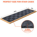BAGAIL 15 Pack Non-Slip Stair Treads for Wooden Steps, 8"x30" Peel and Stick Carpet Stair Runners, Machine Washable Indoor Step Covers with No-Residue Adhesive for Dogs, Kids & Elderly - Bluish Grey