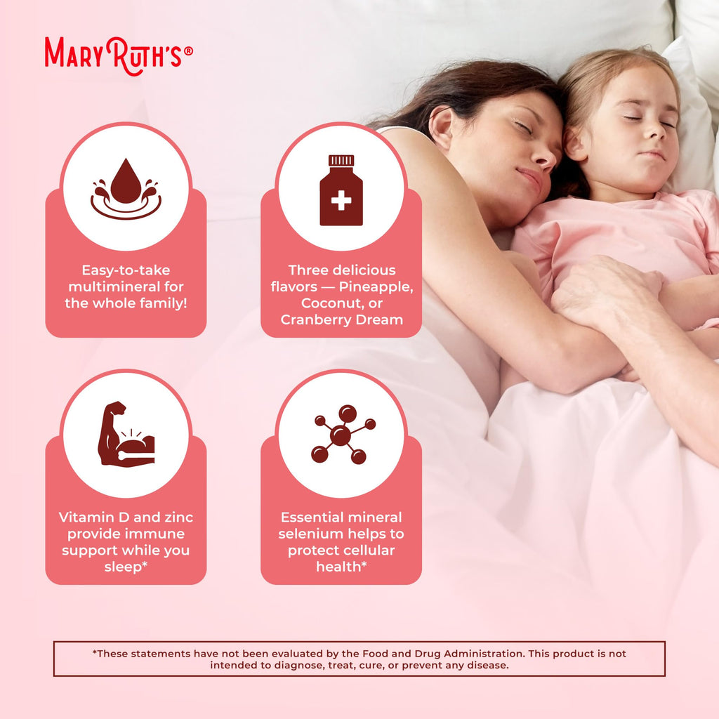 MaryRuth's Liquid Nighttime Multimineral | NO Melatonin | Bedtime Routine | Magnesium Citrate | Calcium | Zinc | Vitamin D3 | Available in 4 Flavors | Vegan | Sugar Free | Gluten Free | 32 Oz