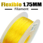 AMOLEN 3D Printer TPU Filament 1.75mm, Transparent Yellow, 0.8KG/1.8LBS +/- 0.03 mm, Includes Sample Wood Filament & Shining Gold Filament.