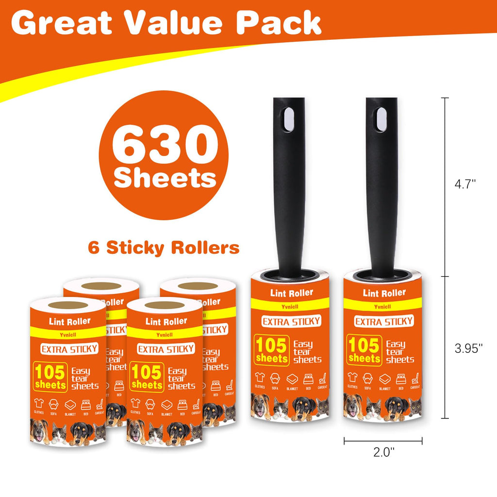 Yvnicll 630 Sheets Extra Sticky Lint Rollers for Pet Hair