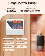 VEVOR Sauna Heater, 9KW 220V Electric Sauna Stove, Steam Bath Sauna Heater with External Digital Controller, 3h Timer & Adjustable Temp for Max. 317-459 Cubic Feet, Home Hotel Spa Shower FCC Certify