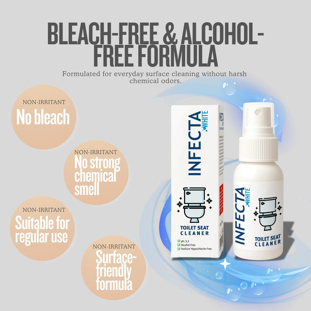 INFECTA WHITE – Toilet Spray, Travel Size Multipurpose Cleaning Spray (50 ml), All Purpose Cleaner for Toilet Seats, Bathtub, Fresh Scent, Bathroom Essentials & Mini Travel Toiletries (Pack of 2)