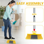 Indoor Broom for Floors 55” Soft Bristle Brooms for Sweeping Indoor/Outdoor to Clean Kitchen, Lobby, Office, Hardwood, Tile, Concrete, Patio, Deck-Yellow