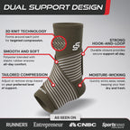Sleeve Stars Ankle Brace for Women & Men, Ankle Wrap for Sprain, Compression Sleeve for Plantar Fasciitis Relief, Easy Customizable Support: w/ Removable Strap (Single/M:10"-12"/Mocha Brown)