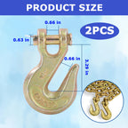 2 Pack 1/2" Chain Hook, Grade 70 Forged Steel Clevis Grab Hook for 1/2 Inch Transport Chain, Heavy Duty Tow Hook 12000 Lbs Working Load Limit for Trailer Truck Transport, Safety Chain Hooks