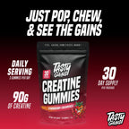 TASTY GAINS Creatine Gummies - 90g of Creatine Monohydrate - Workout Supplements - Build Muscle & Boost Strength for Men & Women - Made in USA - Non GMO - (Large, Strawberry Creamsicle Flavor)
