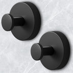 WingWider Shower Hooks for Inside Shower,Suction Cup Hooks for Glass Window,Removable Towel Hooks for Bathrooms,2 Packs(Black)