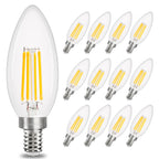 comzler Dimmable E12 LED Candelabra Bulb, 3000K Soft White, 40W Equivalent, Type B Chandelier Light Bulb, B11 Edison Filament for Ceiling Fan, 400LM, Pack of 12