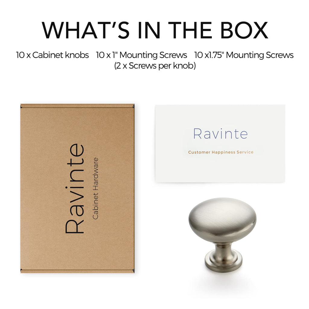 Ravinte 10 Pack Kitchen Cabinet Knobs - Satin Nickel Zinc Brushed Drawer Pulls - Door Handles for Dresser Drawers