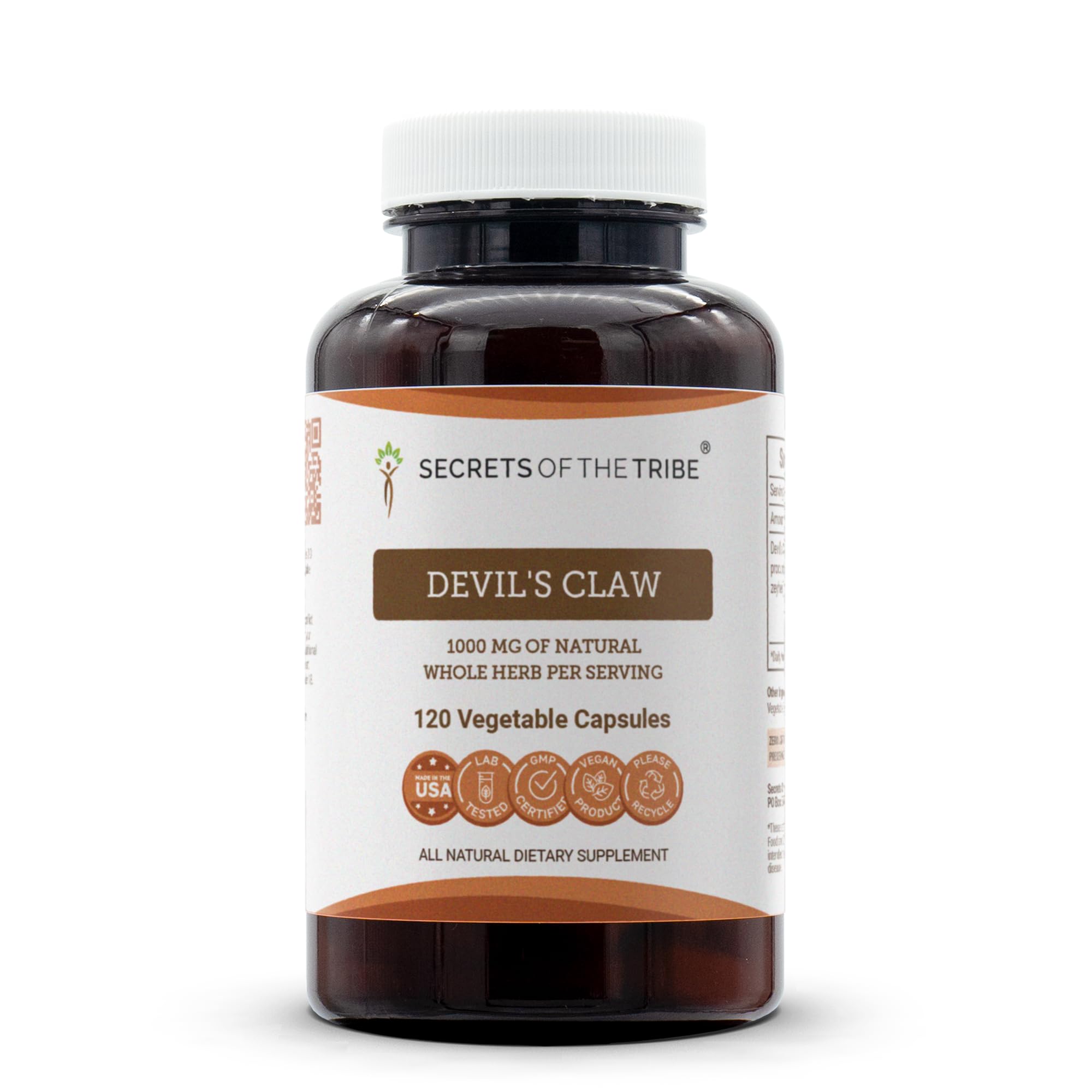 Secrets of the Tribe Devil's Claw 120 Capsules, 1000 mg, Devil's Claw (Harpagophytum Procumbens) Dried Root (120 Capsules)