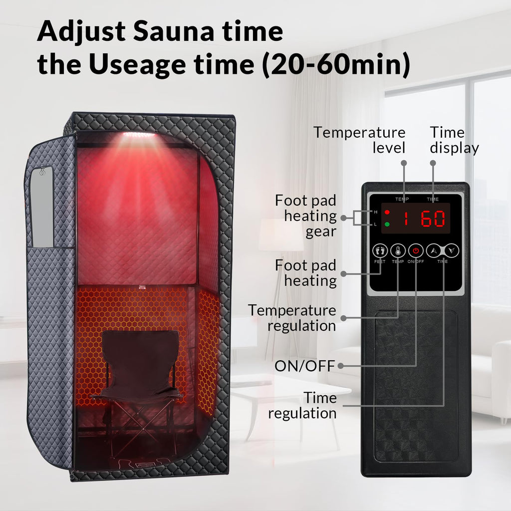 Veloqore Dry Infrared Sauna, Saunas Box with Red Light Therapy for Relaxation, Detox and Muscle Relief, 9 Levels Up to 140°F Personal Indoor Saunas Tent, Portable Sauna for Home, Bedroom, Living Room