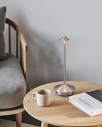 NEWSEE Modern Cordless Table Lamp Set of 2, Portable LED Desk Lamps, 5000mAh Rechargeable Battery Operated Lighting for Bedroom Dining Room Restaurant Coffee Shop Camping Night Light (Brushed Nickel)
