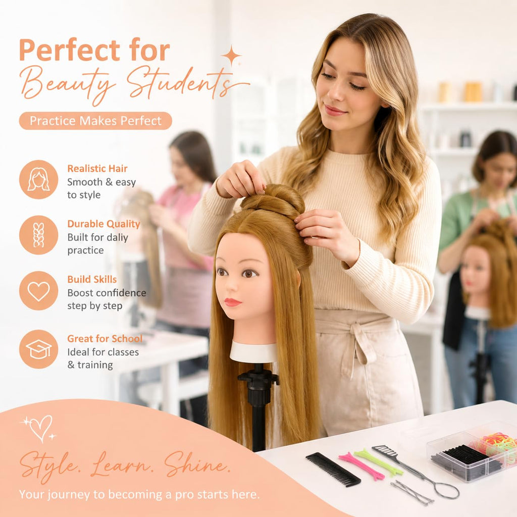 Opini Mannequin Head with 80% Human Hair 26-28" Doll Head for Hairdresser