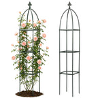 Lancisism 100% Metal Trellis for Climbing Plants Outdoor - Garden Metal Obelisk Trellis Vertical Plant Support for Climbing Vines & Flowers - Sturdy Steel Arch Trellis for Potted Plants Indoor Green