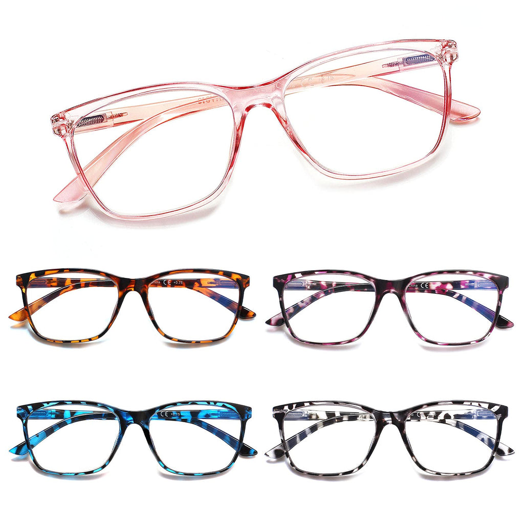 SIGVAN Ladies Reading Glasses Blue Light Blocking Spring Hinge Fashion Pattern Print Eyeglasses for Women (C5 Mix, 2.00, x)