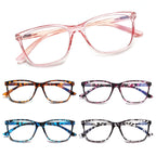 SIGVAN Ladies Reading Glasses Blue Light Blocking Spring Hinge Fashion Pattern Print Eyeglasses for Women (C5 Mix, 2.00, x)