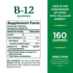 Nature's Bounty Vitamin B12 Gummies, Dietary Supplement, Supports Energy Metabolism and Nervous System Health, Mixed Berry Flavor, 500mcg, 160 Count (Pack of 3)