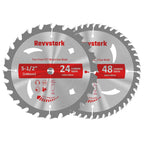 Revvstark 5-1/2" (10mm Arbor) Circular Saw Blades 24T&48T, Carbide Tipped Teeth, Heavy Duty TCT Saw Blades for Cutting Various Wood, Plastic and Composite Materials