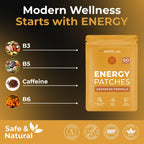 Energy Patches with B12-9-in-1 Biotin, Thiamine & B-Vitamin Complex + Natural Caffeine for Women & Men - Energy & Focus - 60 Day Supply