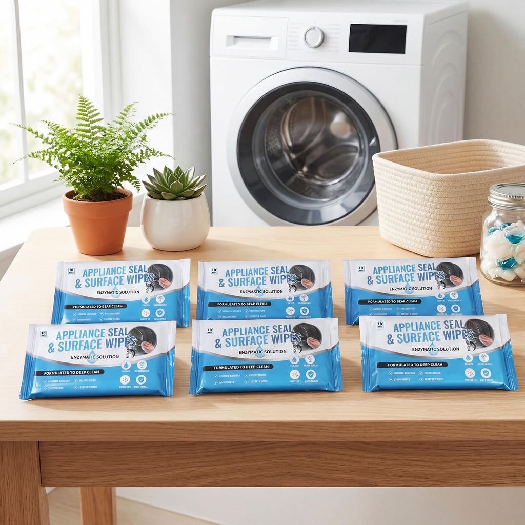 6 Pack 60 Pcs Home Appliance Surface Cleaner Wipes Heavy Duty Wipes for Cleaning Front Loading Washing Machine, Dryer Stainless Steel Refrigerator, Glass Cooktop, Microwave, Dishwasher, Counter