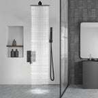 Aolemi Shower Faucet Set Rain Shower System with Handheld Spray Bathroom Shower Combo Rough-in Valve and Shower Trim Kit Included Matte Black 8 Inch Wall Mount Shower Head