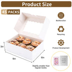 Moretoes 45pcs Cookie Boxes with Window, 9x6x3in Auto-Popup Bakery Boxes