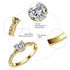 Yaresul 925 Sterling Silver Promise Ring for Her, Gold Heart Rings Size 6.5