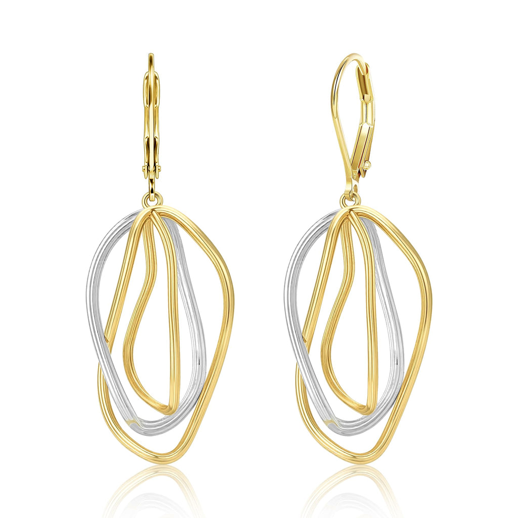 Two Tone Twisted Line Drop Earrings for Women Gold and Silver Earrings