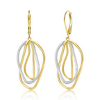 Two Tone Twisted Line Drop Earrings for Women Gold and Silver Earrings