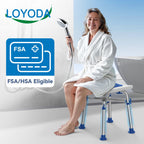 Loyoda FSA/HSA Eligible Heavy Duty Shower Chair for Inside Shower, 500lb Weight Capacity, Height-Adjustable Shower Bench with Padded Seat, Shower Stool Suitable for Elderly and Disabled