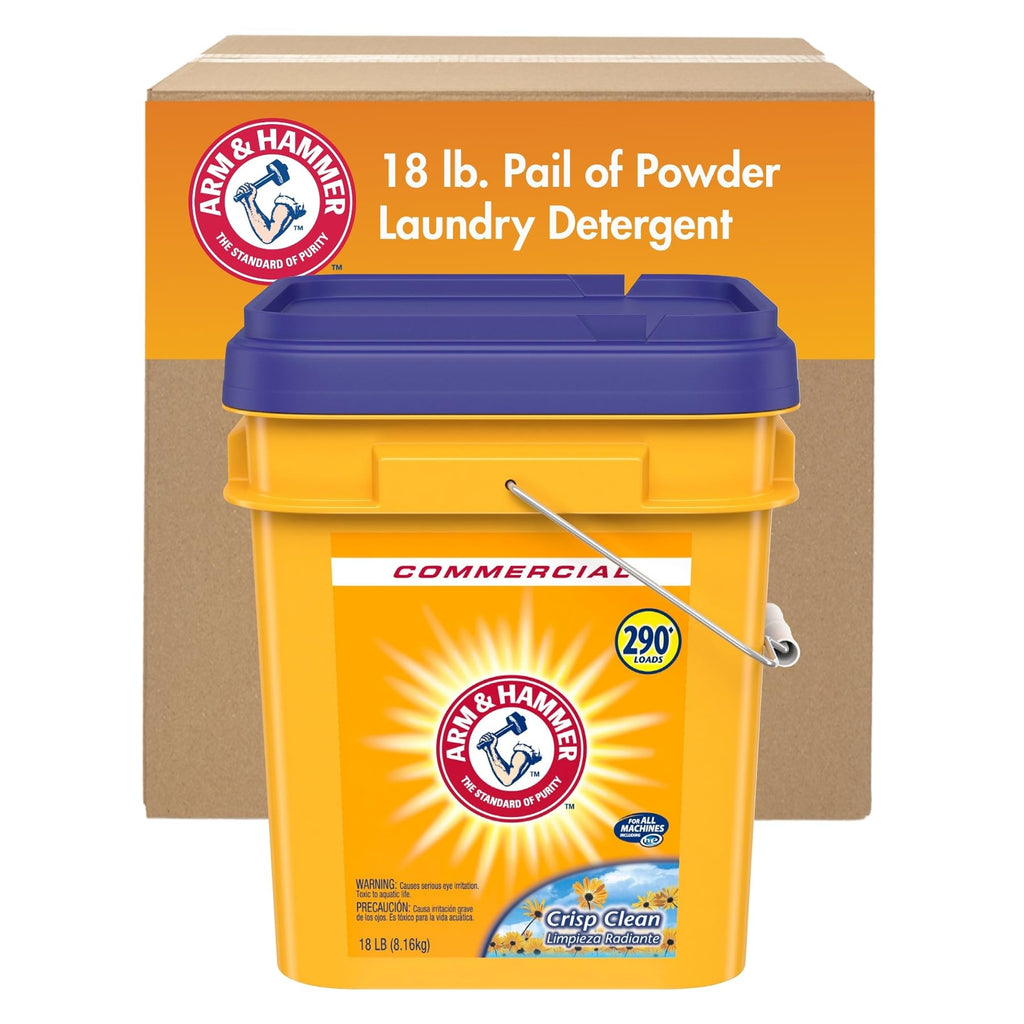 Arm & Hammer, Professional Powder Laundry Detergent, Crisp Clean, 18lb Pail (Pack of 1) 290 Loads
