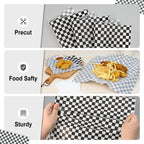 EcoDispose 12 x 12 Inches Grease Proof Deli Paper Precut Sheets for Deli Food, BBQ, Picnic, Party (1000 Pcs, Black&White Checker)