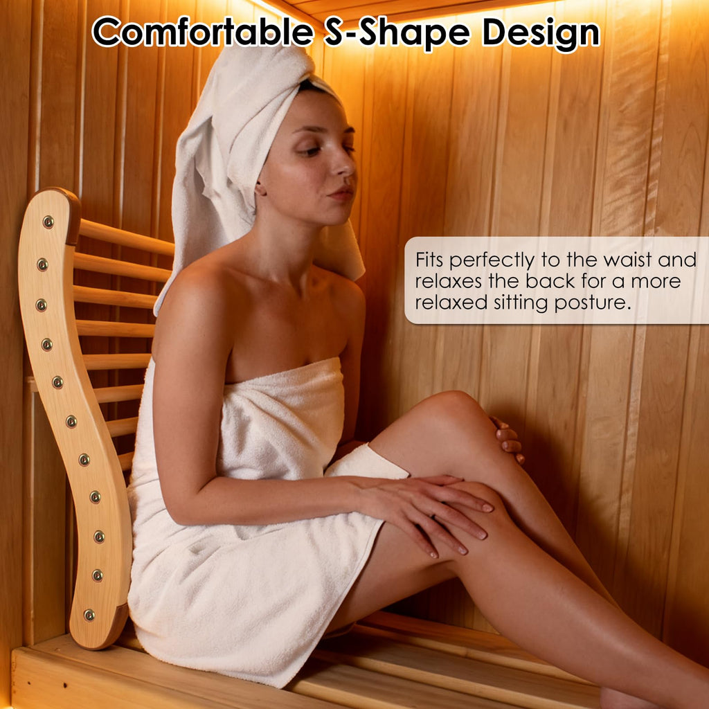 Sauna Backrest Wooden Sauna Accessories （Assembly Required） Non-slip Comfort Sauna Backrest Ergonomic S-shaped Sauna Backrest Relaxes the Back Pine Sauna Backrest Suitable for Sauna Environment