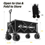 EchoSmile Wagons Carts Foldable Heavy Duty with 400Lbs Wt, 200L Cap, Black