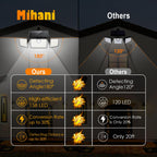 MIHANI Solar Flood Lights Outdoor, 2500LM Motion Sensor Security Lights with 270° Wide Angle, IP65 Waterproof, 3 Heads Solar Outdoor Lights for Patio, Yard, House, Garage (Non-Remote, 2 Pack)