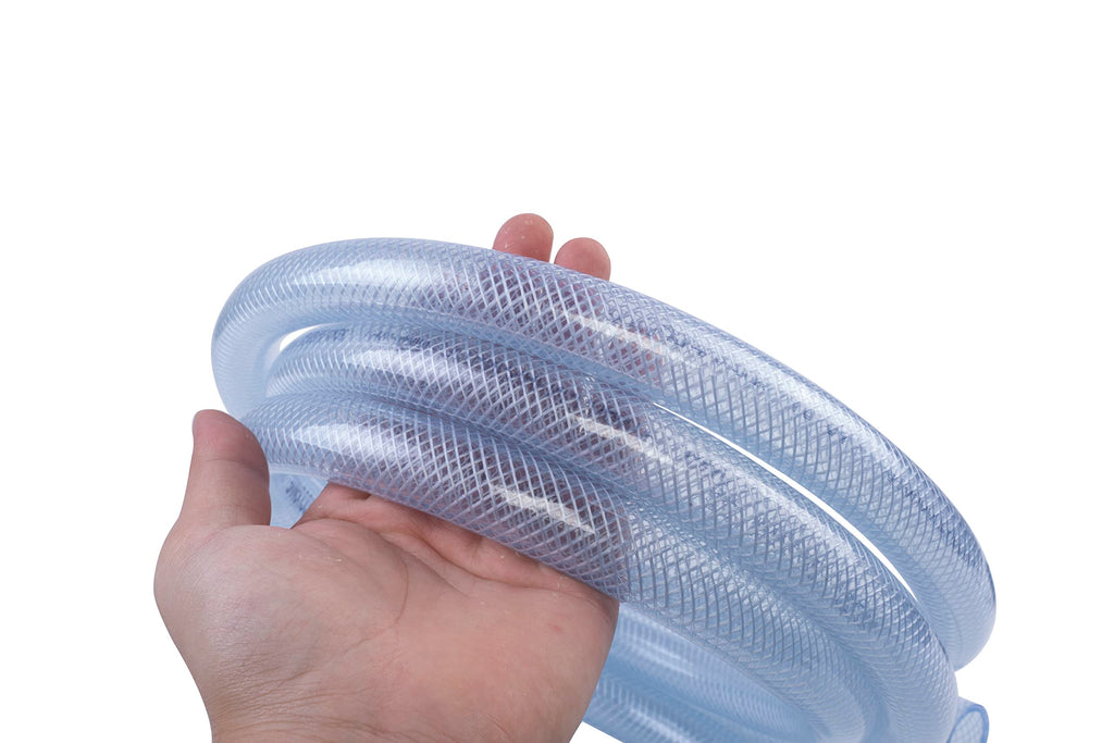JUNZHIDA High Pressure Braided Clear Flexible PVC Tubing 1/2" ID,98ft