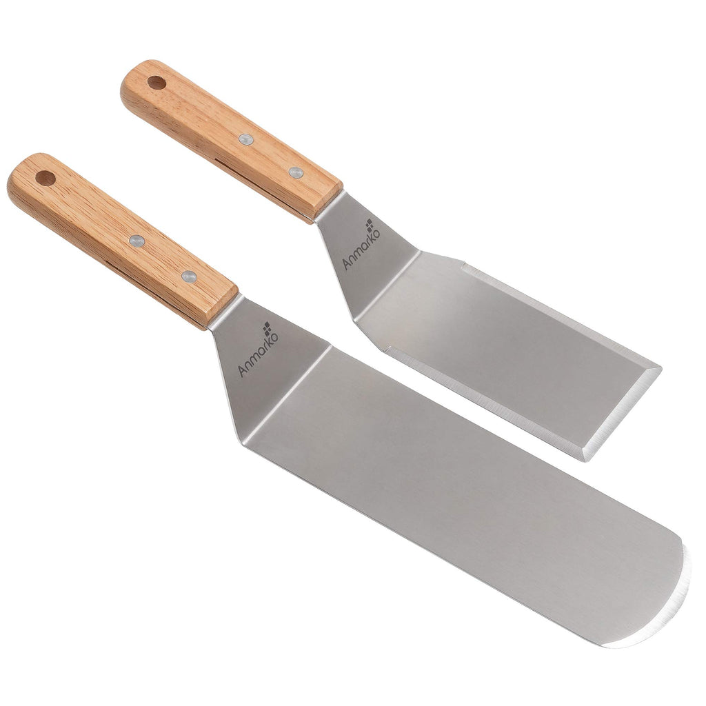 Metal Spatula Set - Griddle Long Spatula - Teppanyaki spatulas - Griddle Scraper and Pancake Flipper or Hamburger Turner - Stainless Steel Utensil great for BBQ Grill Flat Top - Commercial Grade