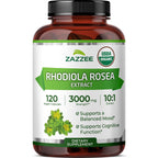 Zazzee USDA Organic Rhodiola 10:1 Exract, 3000 mg Strength, 120 Capsules, 4 Month Supply, Standardized and Concentrated 10X Extract, 100% Vegetarian, Extra Strength, All-Natural and Non-GMO