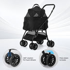 COOLCRAB Pet Stroller Quickly Folds for Easy Storage Cat Stroller with Detachable Carrier Thickened Oxford Cloth Breathable Basket Dog Strollers for Small Dogs (Grey)