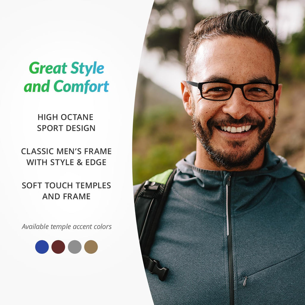 SPORTEX SAV Men's Ar4160 Reading Glasses - Flexible, Durable, Ultra-Lightweight, High-Performance Readers For Men