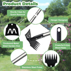 2 in 1 Weed Puller Tool with 60" Long Handle for Yard, Lawn, Patio, Garden