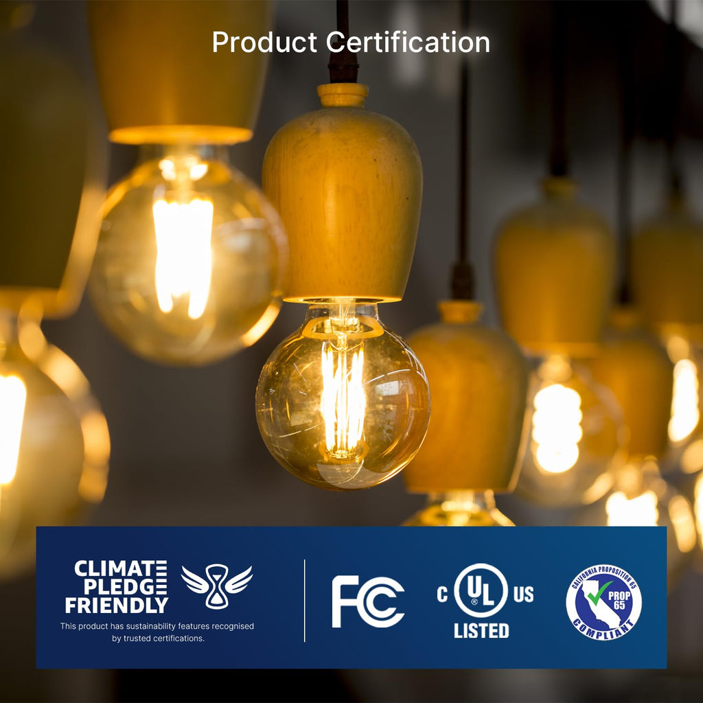 FLSNT G16.5 Dimmable LED Candelabra Bulbs 60W Equivalent, LED E12 Chandelier Light Bulbs, 550LM, CRI90, 5.5W, AC 120V, 6 Pack, 2700K Soft White
